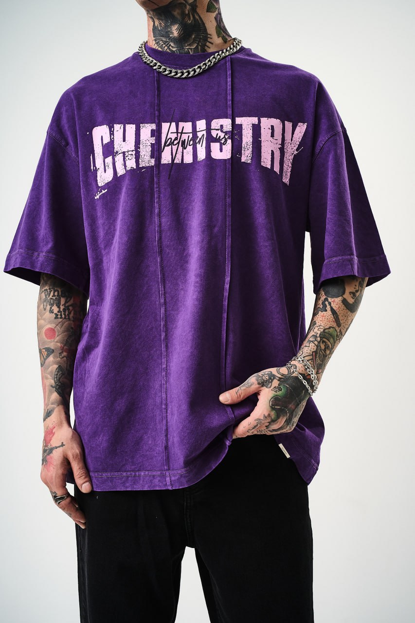 Oversize Cotton Tee - "Chemistry" Distressed Graphic Print Withinblack