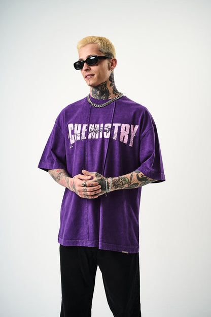Oversize Cotton Tee - "Chemistry" Distressed Graphic Print Withinblack