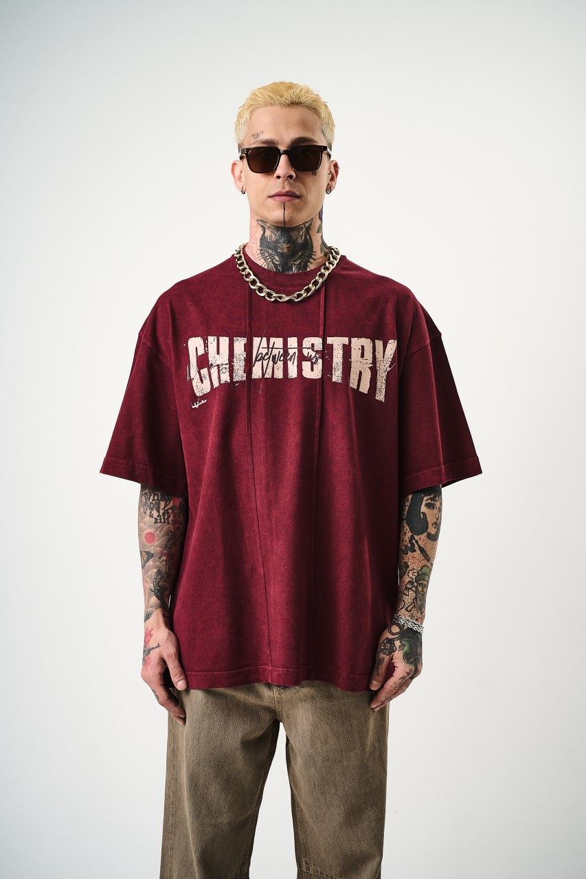 Oversize Cotton Tee - "Chemistry" Distressed Graphic Print Withinblack