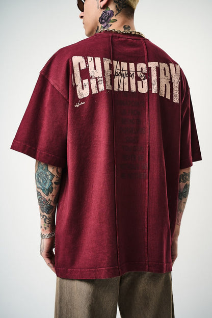Oversize Cotton Tee - "Chemistry" Distressed Graphic Print Withinblack