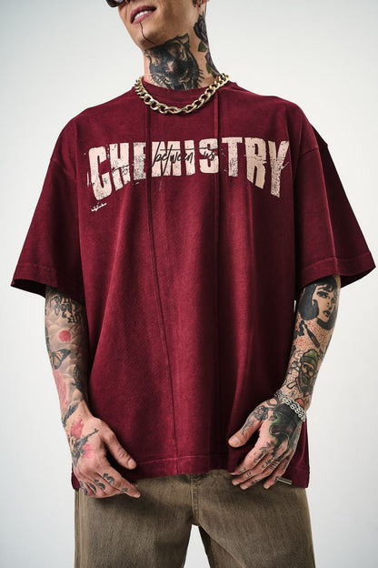 Oversize Cotton Tee - "Chemistry" Distressed Graphic Print Withinblack