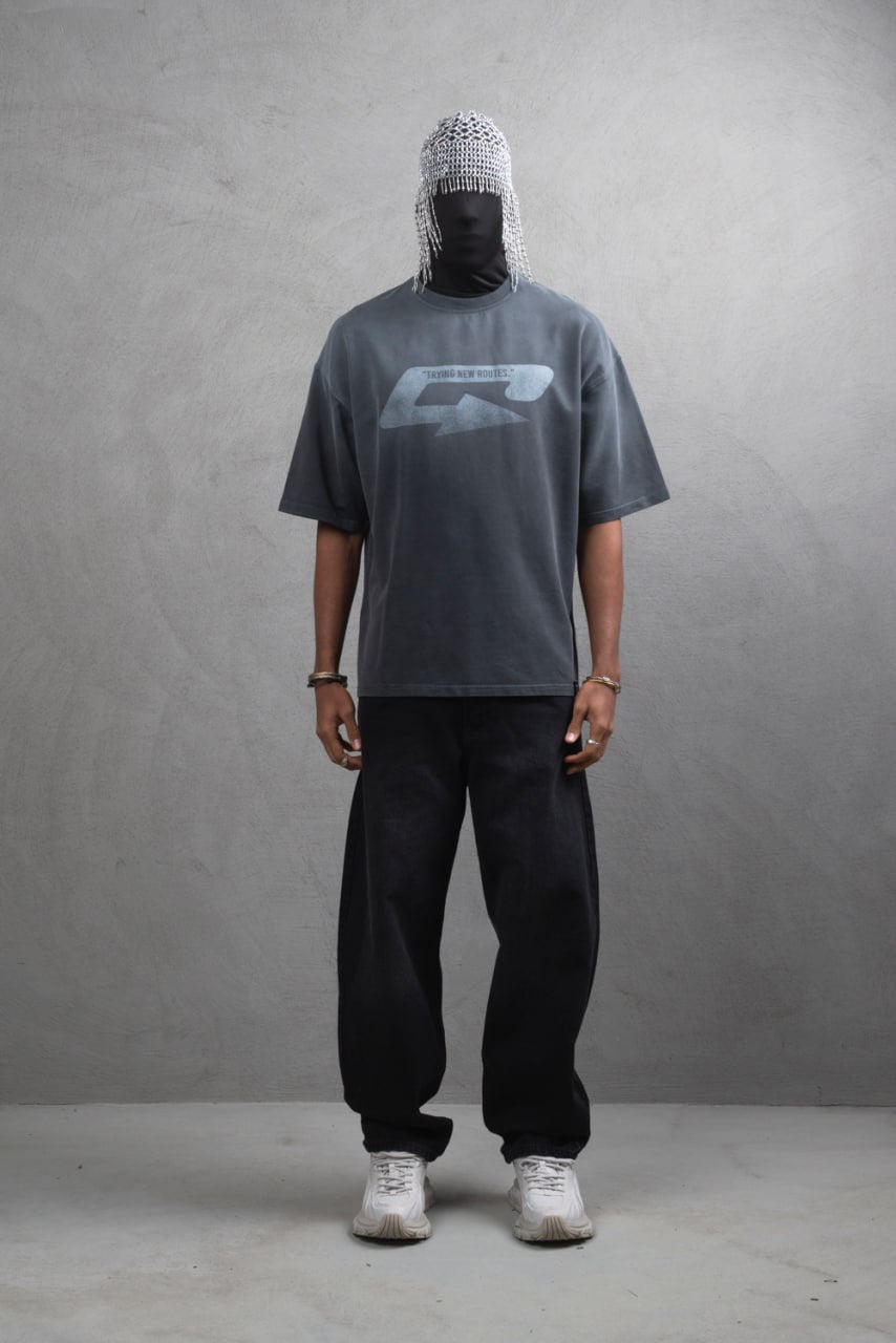 Oversize Cotton Tee – Creating New Roots Futuristic Print Withinblack