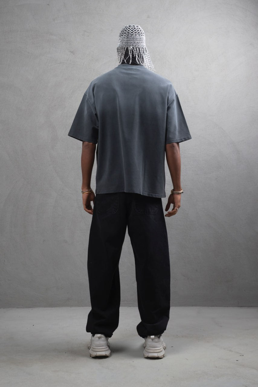 Oversize Cotton Tee – Creating New Roots Futuristic Print Withinblack
