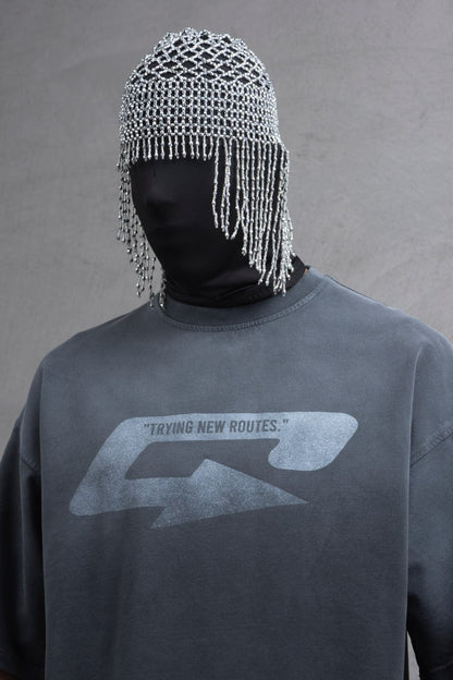 Oversize Cotton Tee – Creating New Roots Futuristic Print Withinblack