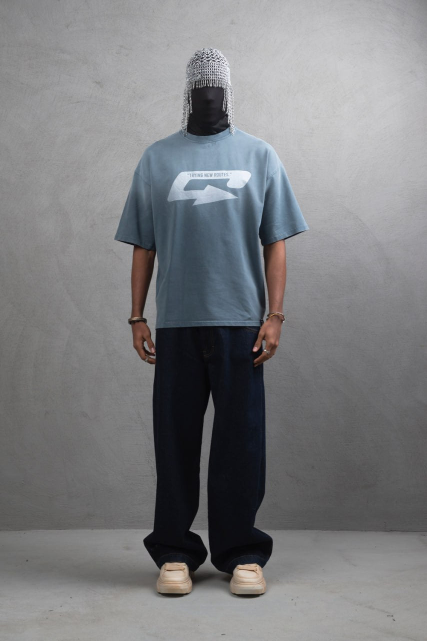 Oversize Cotton Tee – Creating New Roots Futuristic Print Withinblack