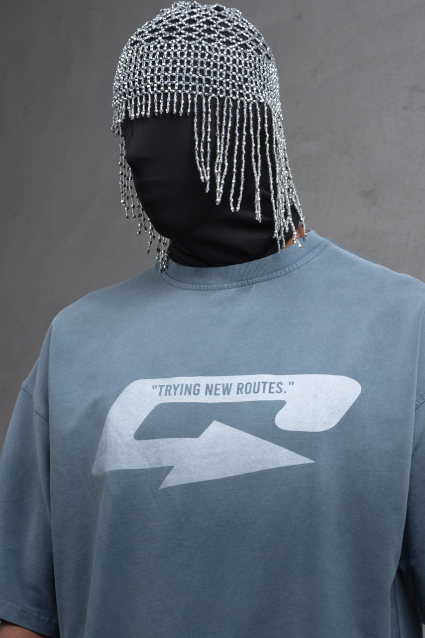 Oversize Cotton Tee – Creating New Roots Futuristic Print Withinblack