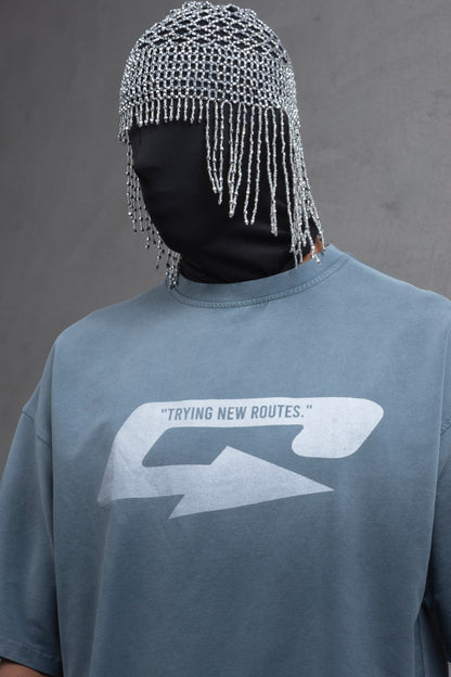 Oversize Cotton Tee – Creating New Roots Futuristic Print Withinblack