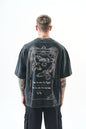 Oversize Cotton Tee - Crows and "To Fly" Graphic Print Withinblack