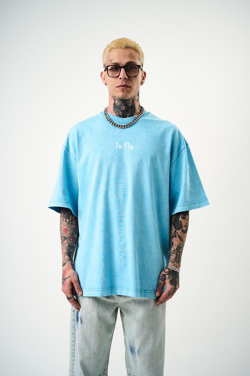Oversize Cotton Tee - Crows and "To Fly" Graphic Print Withinblack