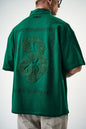 Oversize Cotton Tee - Half-Zip High Neck Chain Graphic Shirt Withinblack