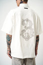 Oversize Cotton Tee - Half-Zip High Neck Chain Graphic Shirt Withinblack
