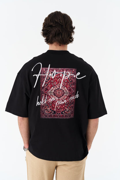Hope Text & Rug Tapestry Graphic Oversize Tee Withinblack