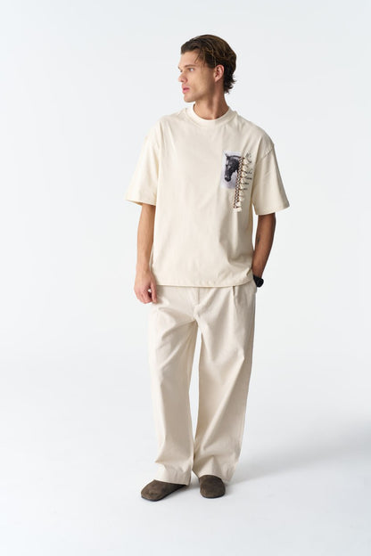 Horse Tassel Graphic Oversize Cotton Tee Withinblack