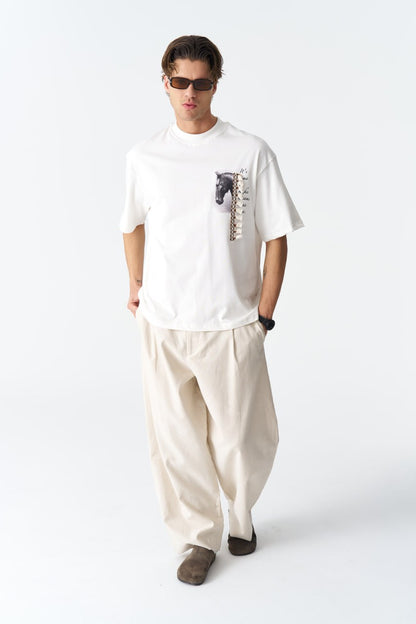 Horse Tassel Graphic Oversize Cotton Tee Withinblack