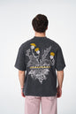 Oversize Cotton Tee - "IMAGINARY" Plant Graphic Print with Embroidery Withinblack