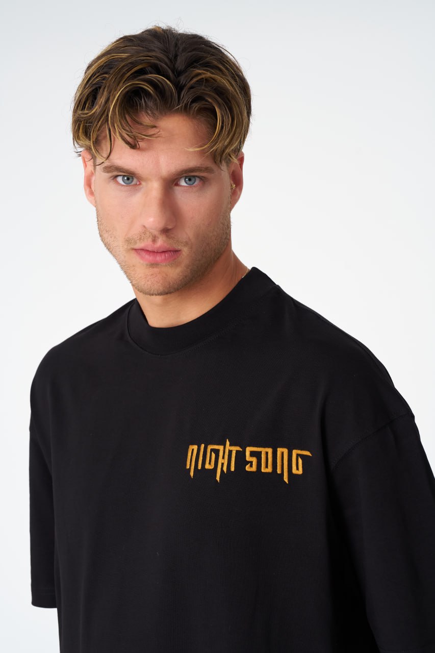 Night Song Jellyfish Graphic Oversize Cotton Tee Withinblack