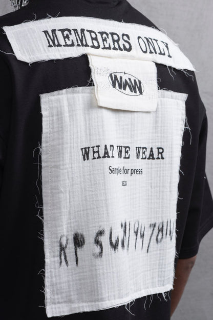 Oversize Cotton Tee - Layered Patch "What We Wear" Shirt Withinblack