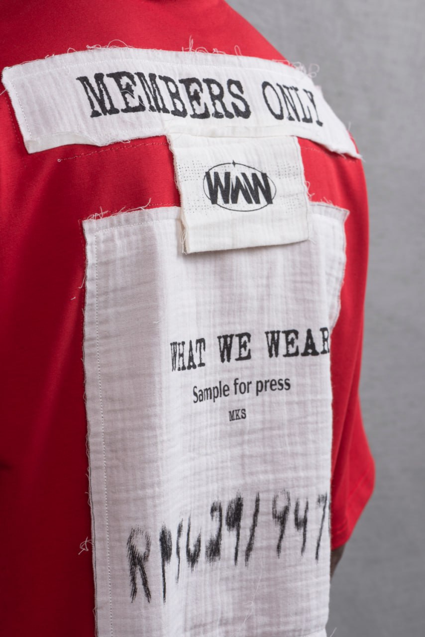 Oversize Cotton Tee - Layered Patch "What We Wear" Shirt Withinblack