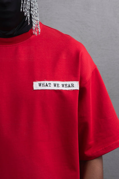 Oversize Cotton Tee - Layered Patch "What We Wear" Shirt Withinblack
