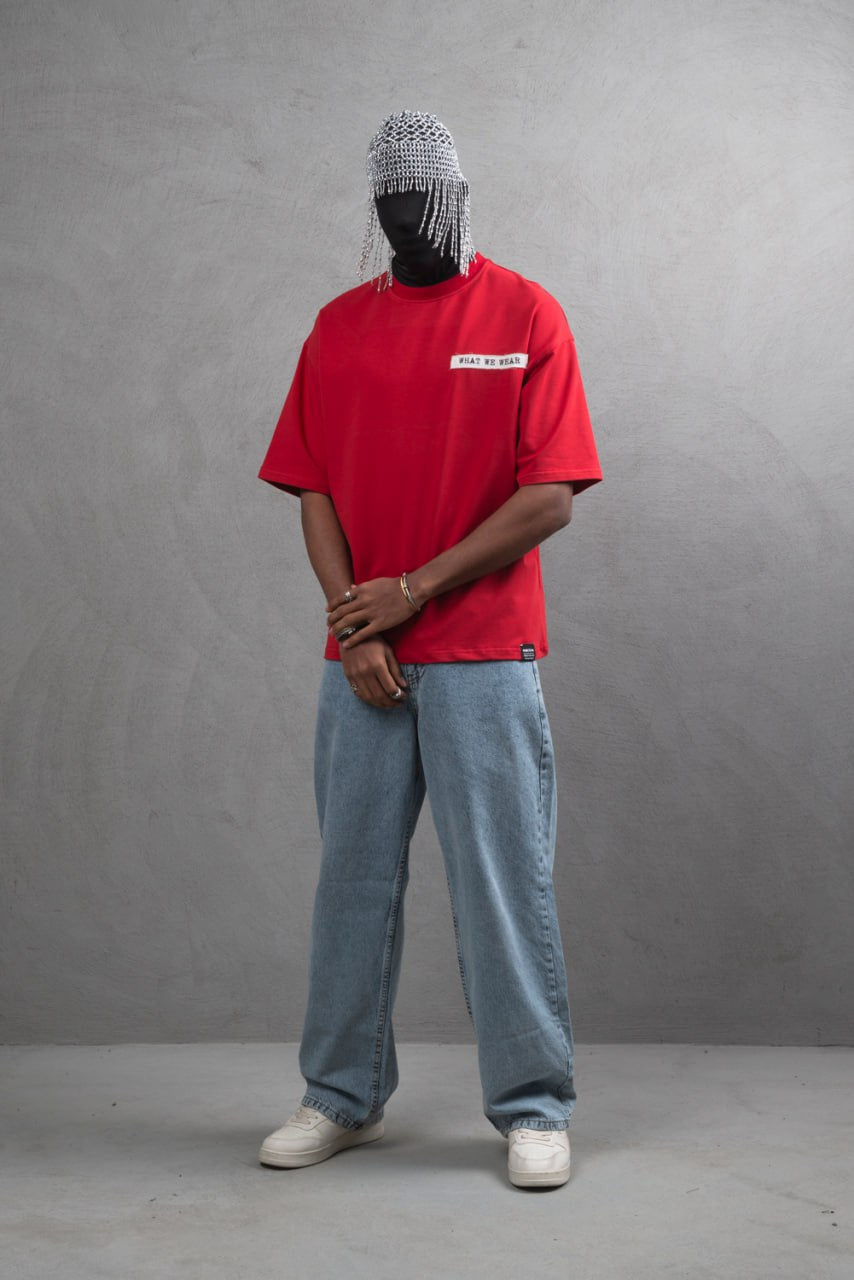 Oversize Cotton Tee - Layered Patch "What We Wear" Shirt Withinblack