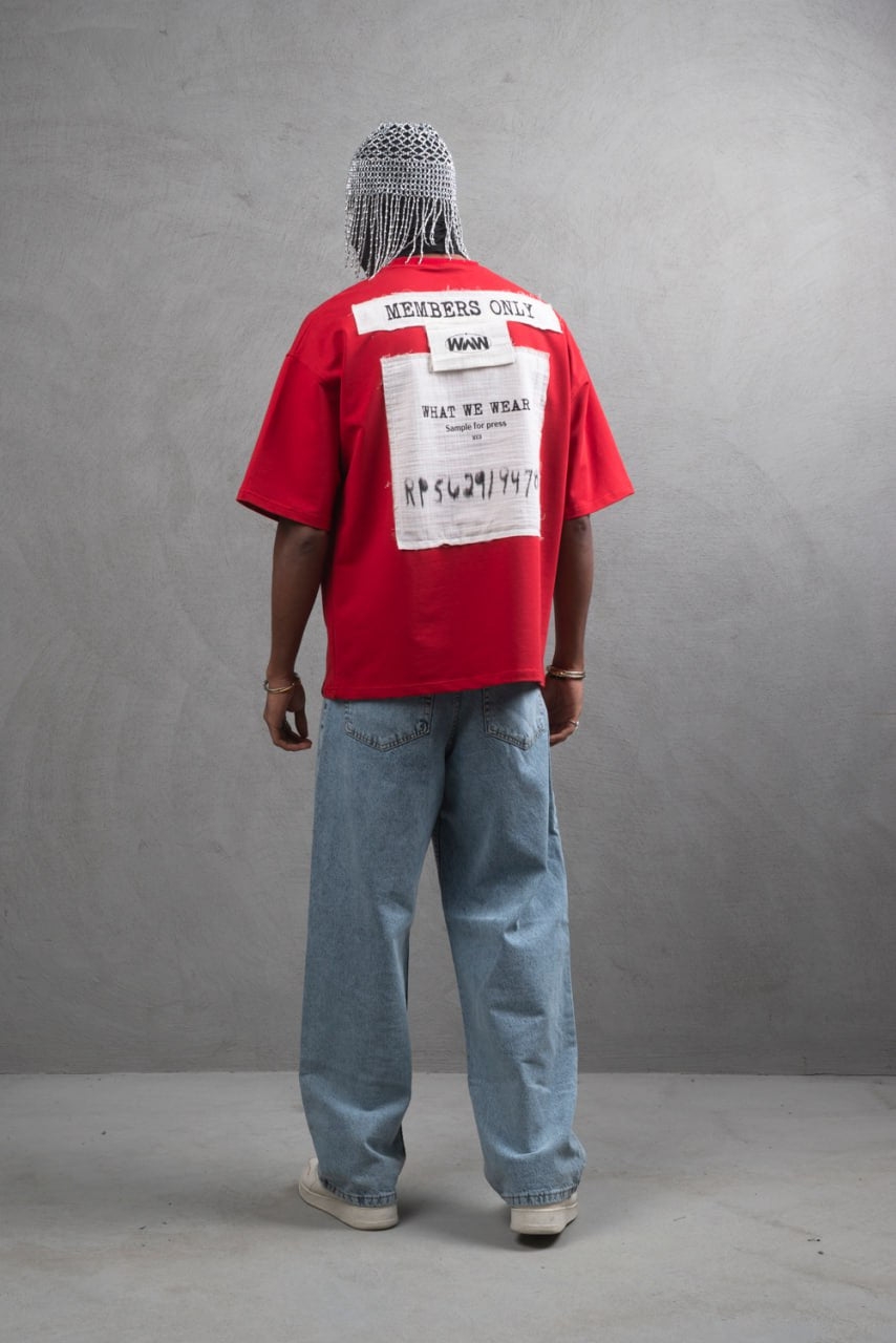 Oversize Cotton Tee - Layered Patch "What We Wear" Shirt Withinblack