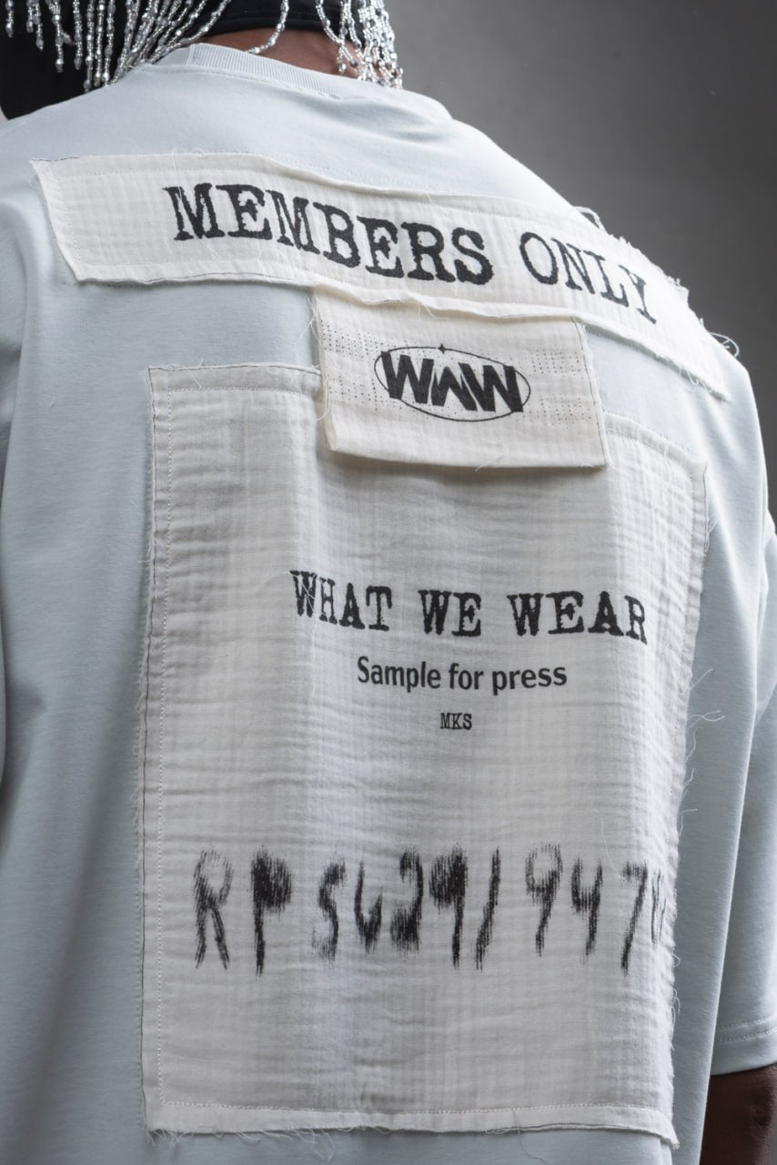 Oversize Cotton Tee - Layered Patch "What We Wear" Shirt Withinblack