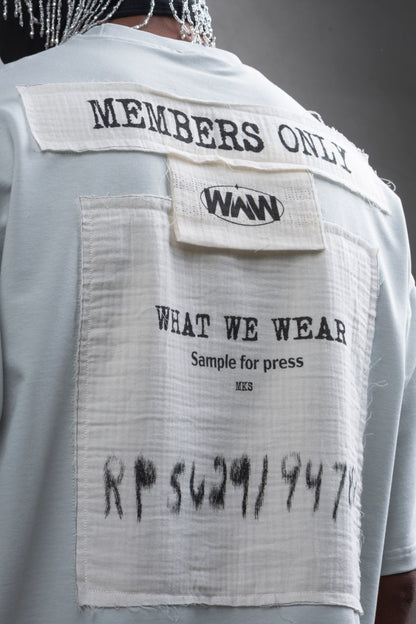 Oversize Cotton Tee - Layered Patch "What We Wear" Shirt Withinblack