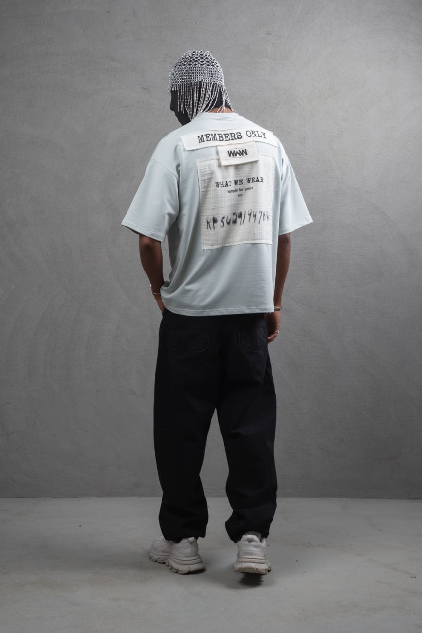 Oversize Cotton Tee - Layered Patch "What We Wear" Shirt Withinblack