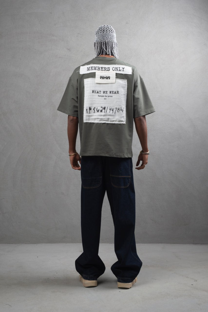 Oversize Cotton Tee - Layered Patch "What We Wear" Shirt Withinblack