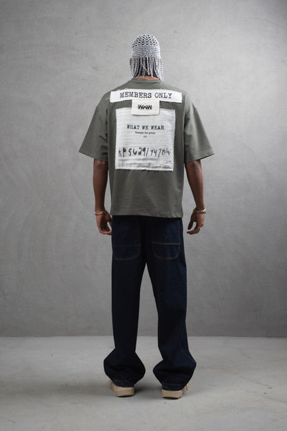 Oversize Cotton Tee - Layered Patch "What We Wear" Shirt Withinblack