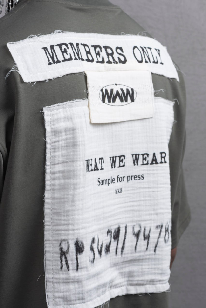 Oversize Cotton Tee - Layered Patch "What We Wear" Shirt Withinblack