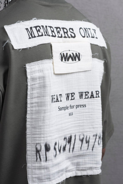 Oversize Cotton Tee - Layered Patch "What We Wear" Shirt Withinblack