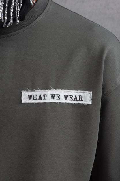 Oversize Cotton Tee - Layered Patch "What We Wear" Shirt Withinblack