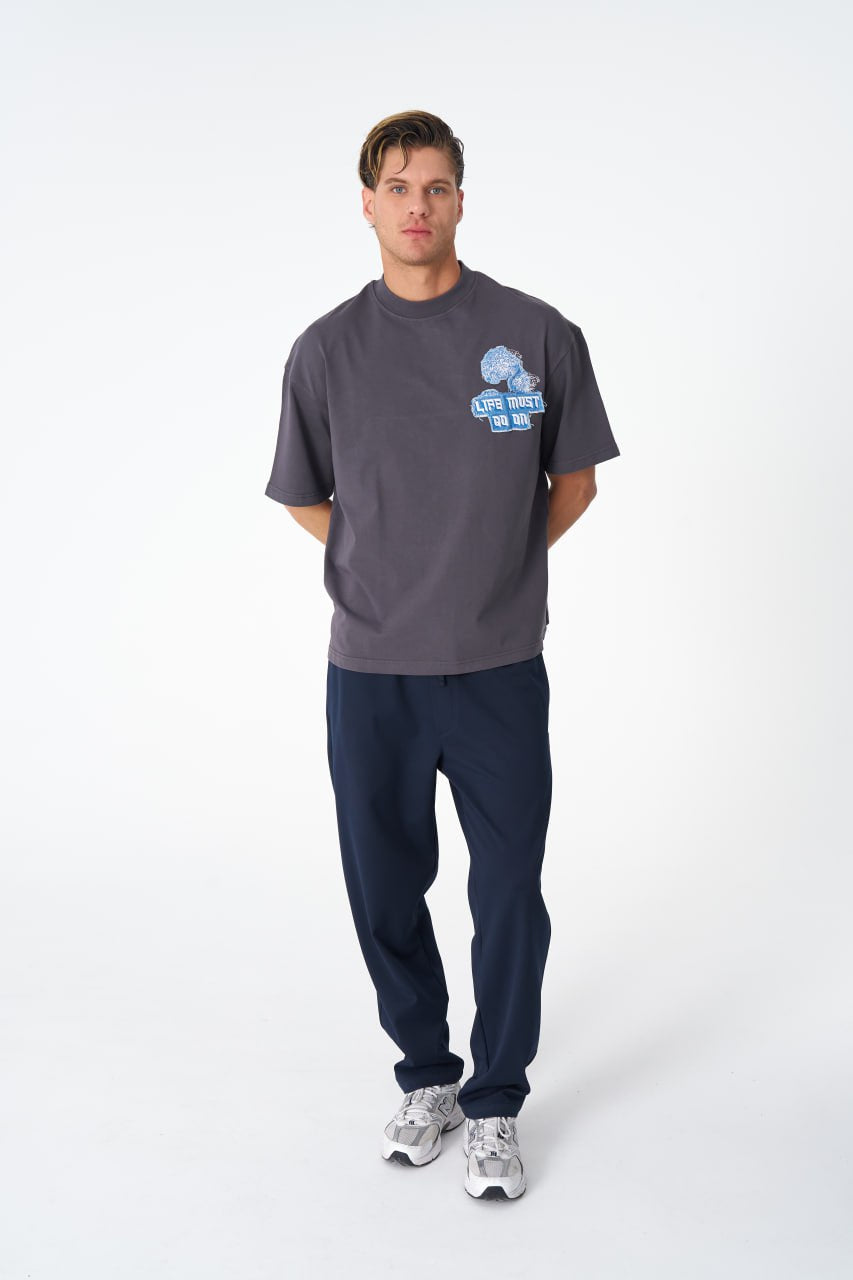 Oversize Cotton Tee - "Life Must Go On" Patch & Plant Graphic Withinblack
