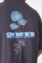 Oversize Cotton Tee - "Life Must Go On" Patch & Plant Graphic Withinblack