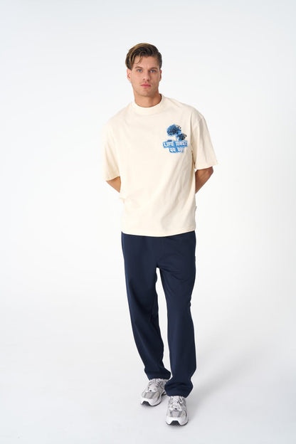 Oversize Cotton Tee - "Life Must Go On" Patch & Plant Graphic Withinblack
