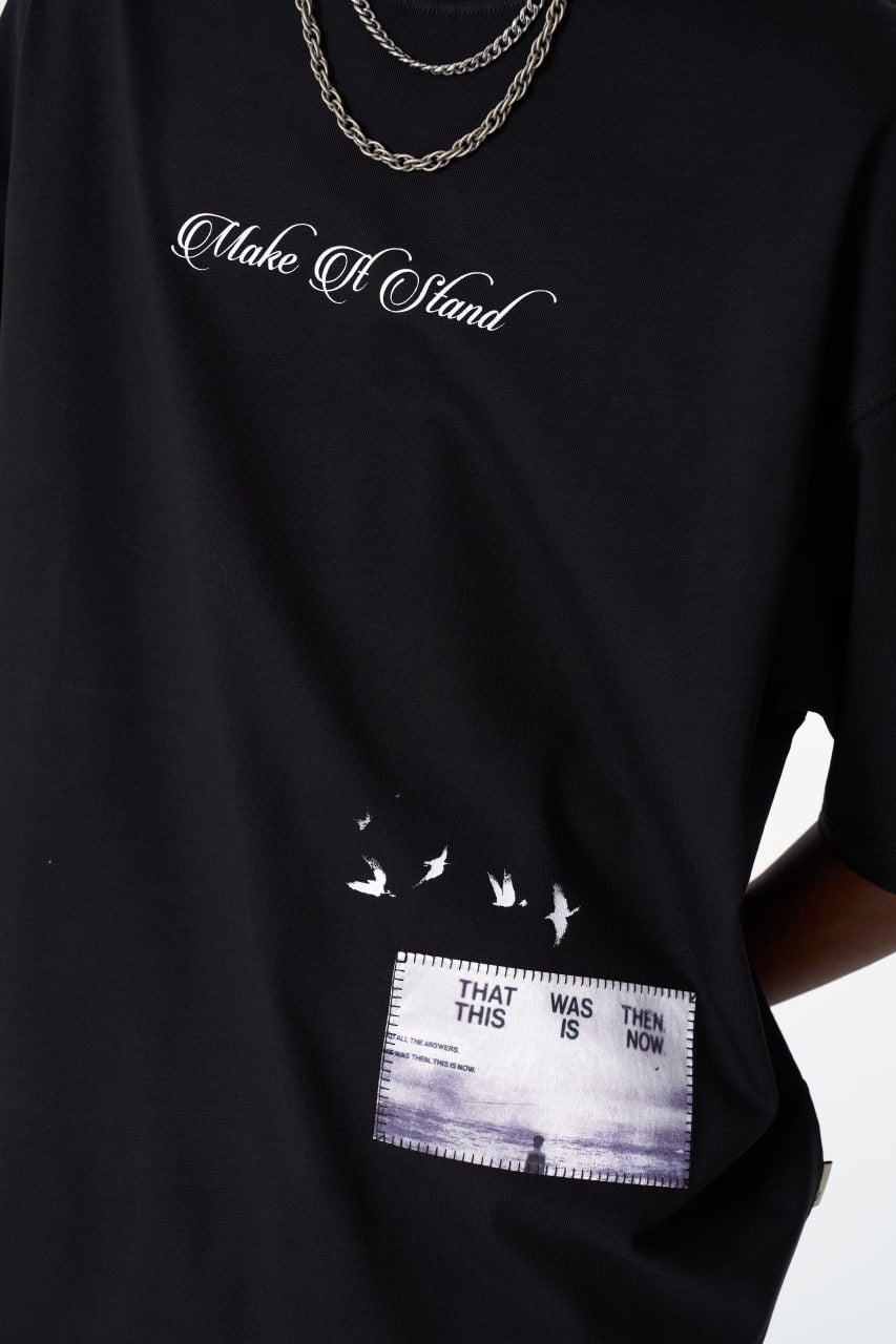 Oversize Cotton Tee / "Make A Stand" Photographic Graphic Print Withinblack