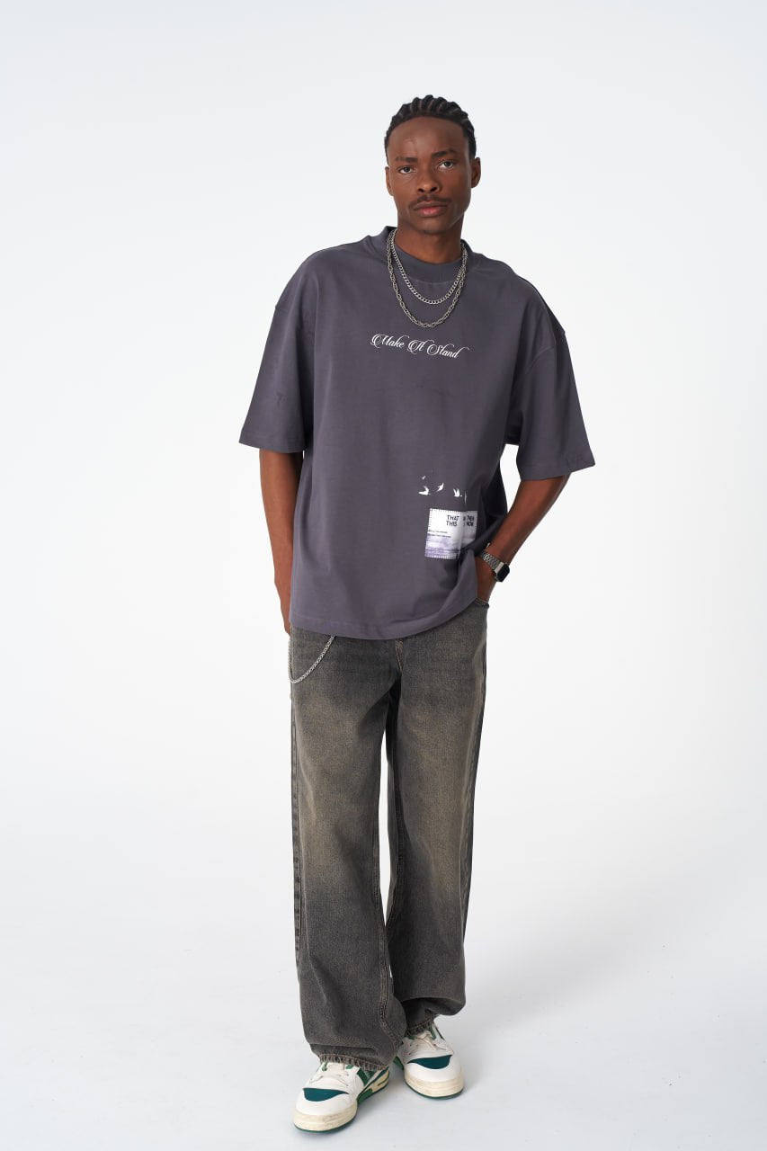 Oversize Cotton Tee / "Make A Stand" Photographic Graphic Print Withinblack