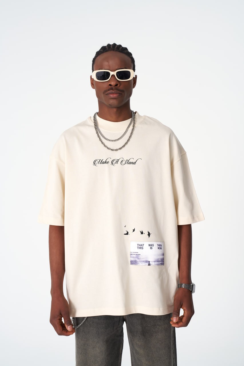 Oversize Cotton Tee / "Make A Stand" Photographic Graphic Print Withinblack