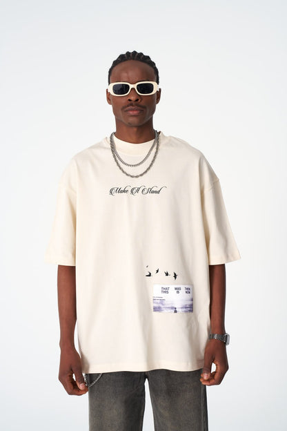 Oversize Cotton Tee / "Make A Stand" Photographic Graphic Print Withinblack