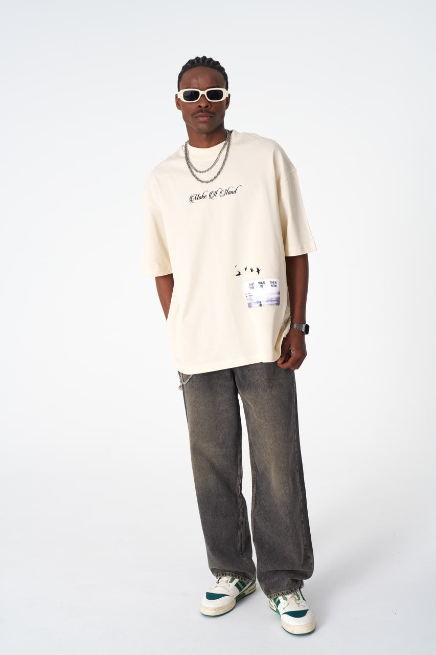 Oversize Cotton Tee / "Make A Stand" Photographic Graphic Print Withinblack