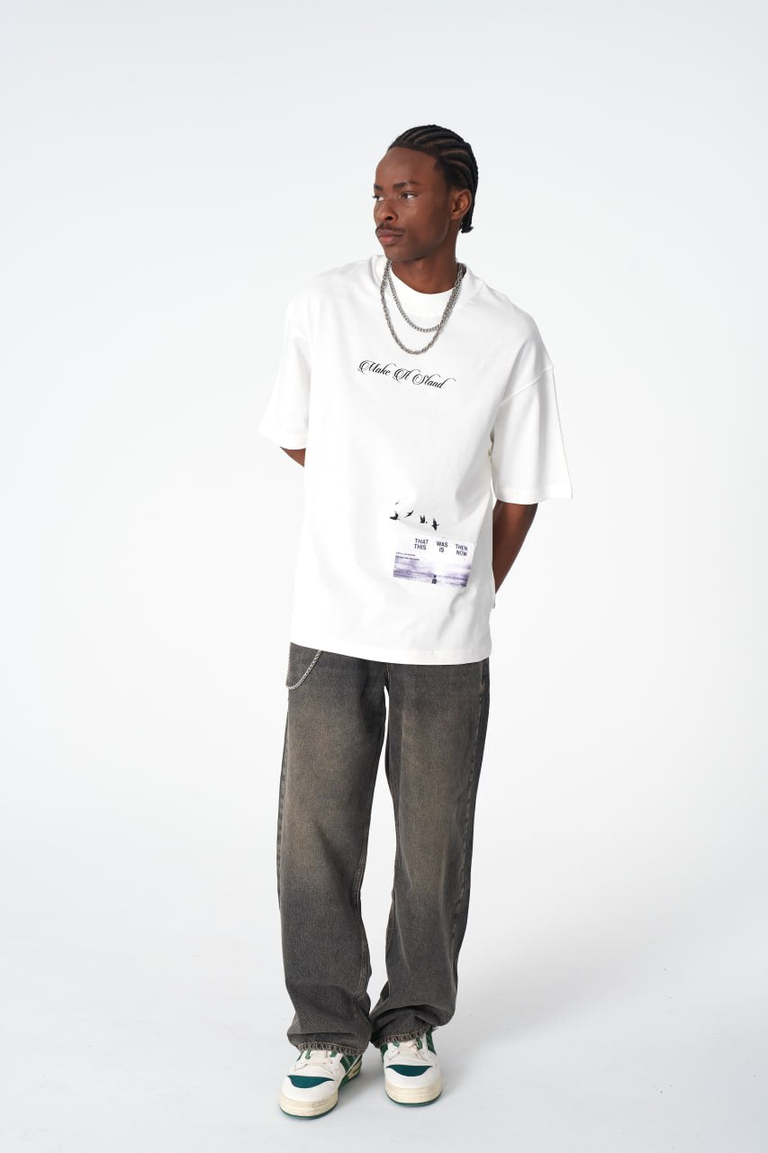 Oversize Cotton Tee / "Make A Stand" Photographic Graphic Print Withinblack