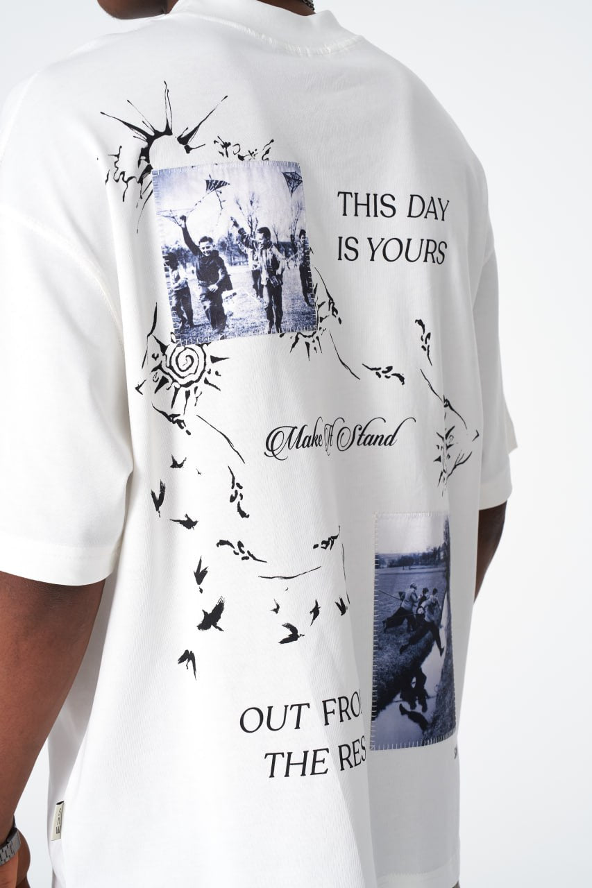 Oversize Cotton Tee / "Make A Stand" Photographic Graphic Print Withinblack
