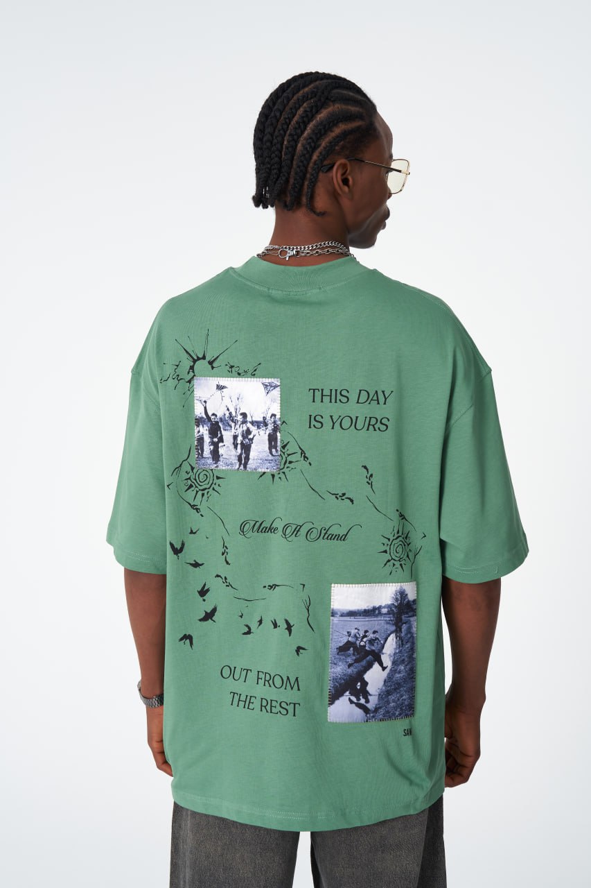 Oversize Cotton Tee / "Make A Stand" Photographic Graphic Print Withinblack