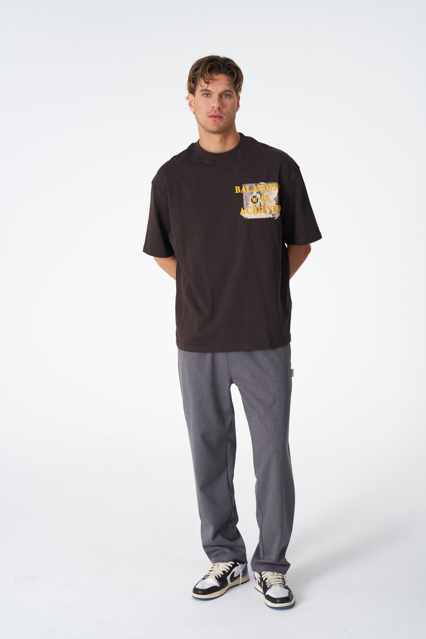 Oversize Cotton Tee / Mythical Bird & Waves Graphic Print "Balancing Is A Chaotic" Withinblack