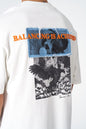 Oversize Cotton Tee / Mythical Bird & Waves Graphic Print "Balancing Is A Chaotic" Withinblack