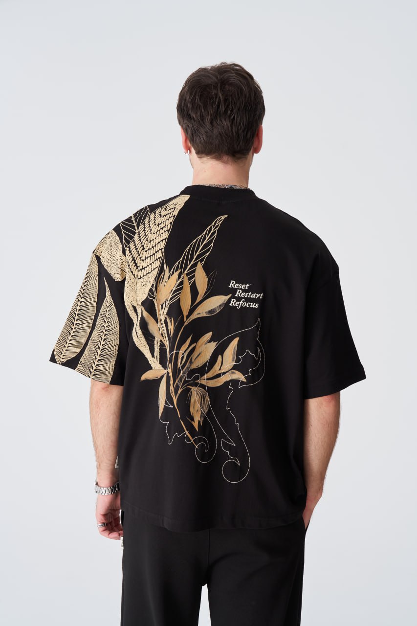 Reset Restart Refocus Organic Graphic Oversize Tee Withinblack