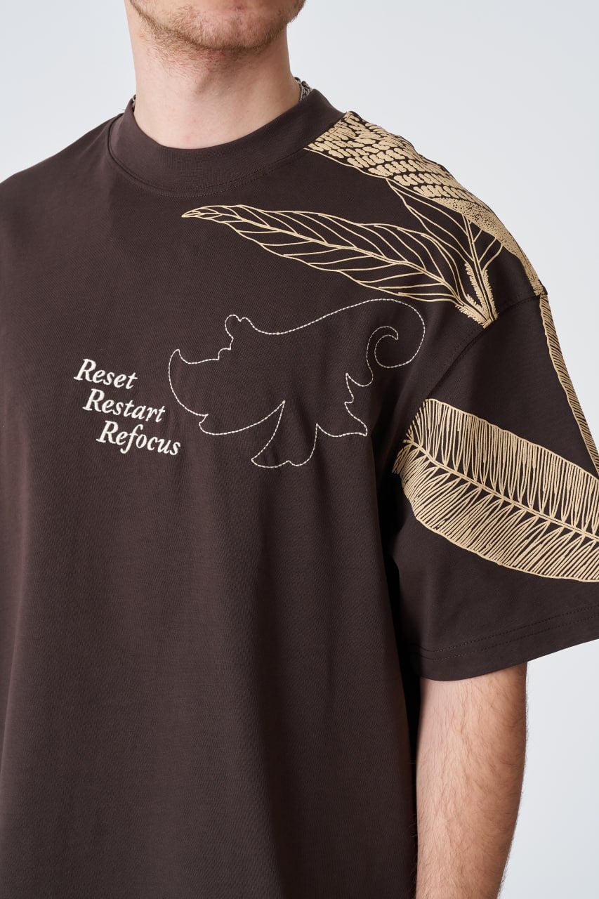 Reset Restart Refocus Organic Graphic Oversize Tee Withinblack