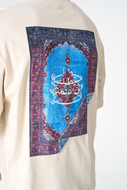 Oversize Cotton Tee / Oriental Rug Tapestry Graphic Print & Embroidery Withinblack