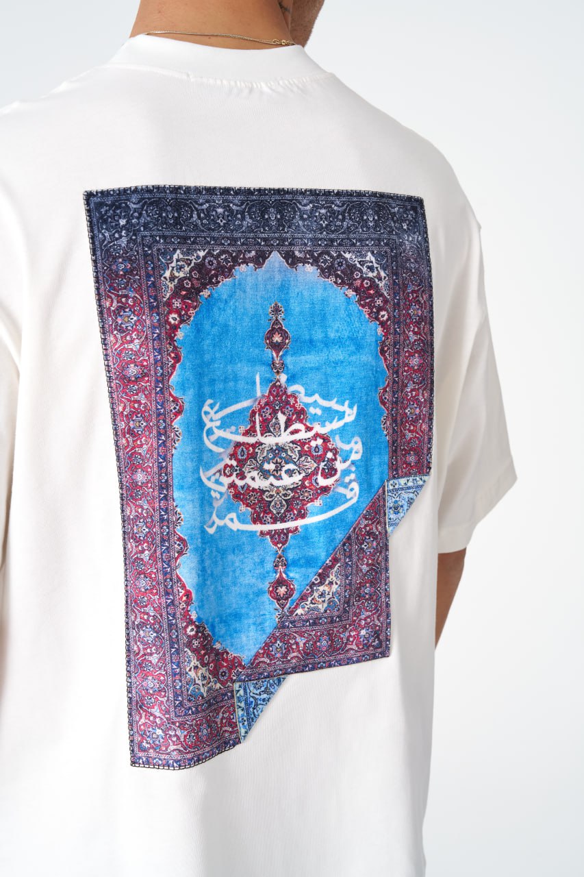 Oversize Cotton Tee / Oriental Rug Tapestry Graphic Print & Embroidery Withinblack